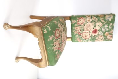 Antiker Polsterstuhl | Grün mit Blumen | vintage – Bild 2