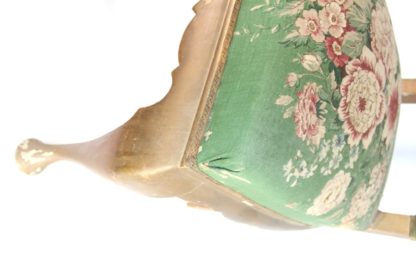 Antiker Polsterstuhl | Grün mit Blumen | vintage – Bild 3
