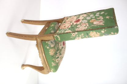 Antiker Polsterstuhl | Grün mit Blumen | vintage – Bild 4