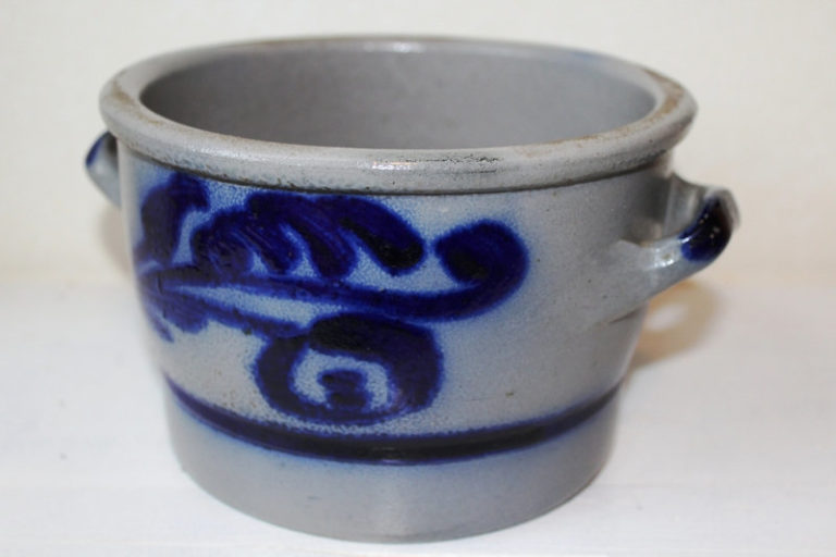 Topf Steinzeug Blau/Grau Handarbeit Mon Ami(e) Vintage