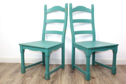 Vintage Esszimmerstühle | türkis shabby | 2 verfügbar – Bild 3