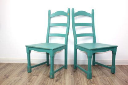 Vintage Esszimmerstühle | türkis shabby | 2 verfügbar – Bild 4