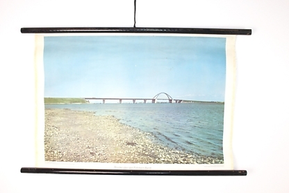 Vintage Rollkarte | Westermann Wandbild "Brücke über den Fehmarn-Sund"