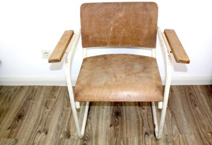 Besonderer Stuhl | Stahlrohr mit Holz | vintage – Bild 3