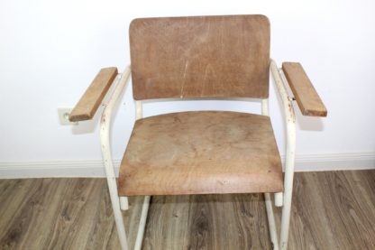 Besonderer Stuhl | Stahlrohr mit Holz | vintage – Bild 4