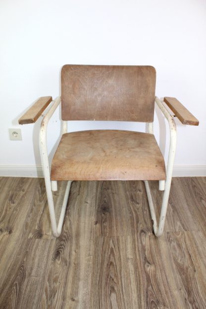 Besonderer Stuhl | Stahlrohr mit Holz | vintage – Bild 5
