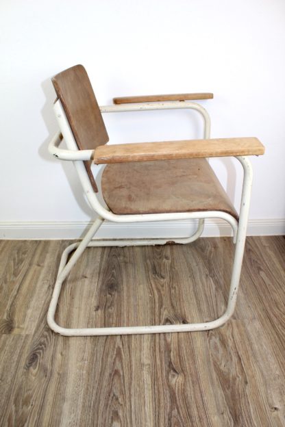 Besonderer Stuhl | Stahlrohr mit Holz | vintage – Bild 6