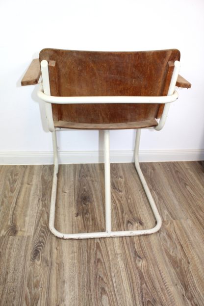 Besonderer Stuhl | Stahlrohr mit Holz | vintage – Bild 7