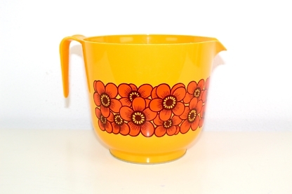 Gelbe Schüssel mit Blumen | 1970er Vintage