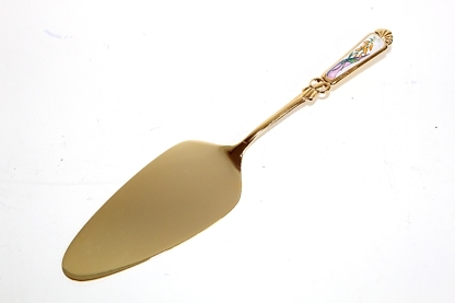 Goldene Tortenschaufel mit Blumenmotiv | Formano