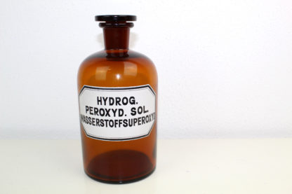 Apothekerflasche | 1 Liter | braun | antik | Aufschrift  HYDROG. PEROXYD. SOL. | vintage – Bild 3