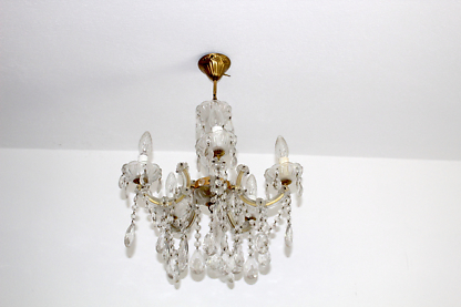Vintage Kronleuchter mit Glas-Ornamenten