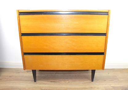 Vintage Schuhschrank mit 3 Klappen, Furnier