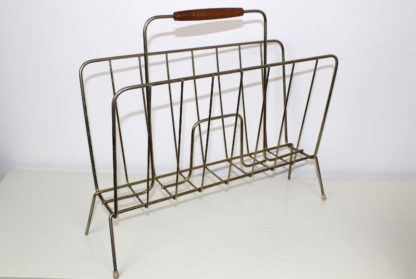 Zeitungsständer | Messing | mit braunem Holzgriff | vintage | sehr schöne Patina – Bild 8