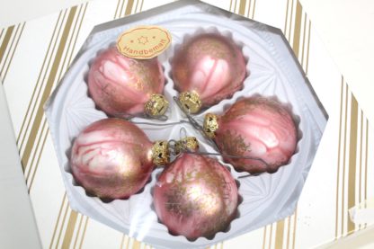 5 Weihnachtsbaumkugel | rosa | gold | Glas | Handbemalt | vintage – Bild 4