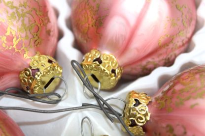 5 Weihnachtsbaumkugel | rosa | gold | Glas | Handbemalt | vintage – Bild 6