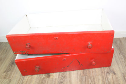 2 antike Schubladen aus Weichholz | rot |. vintage – Bild 4