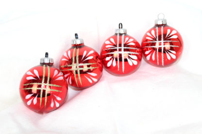 4 antike Weihnachtsbaumkugeln rot -- 7 cm – Bild 4