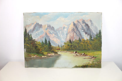 Gemälde auf Leinwand "Gebirge mit Fluss" | vintage – Bild 3