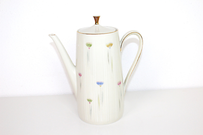 Vintage Kaffeekanne Teekanne aus Porzellan mit Goldrand und Blumendekor