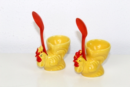 2 Göbel Eierbecher mit Löffel | Hahn | vintage