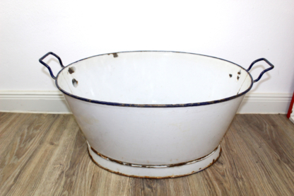 Emaillewanne | weiß  mit blauem Rand | vintage – Bild 2