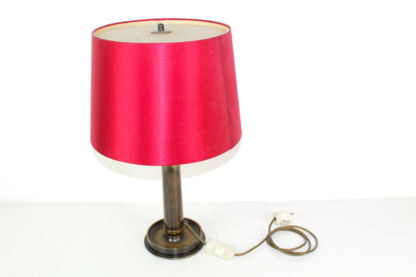 Tischlampe | Messing | roter Schirm | 1940 | Vintage