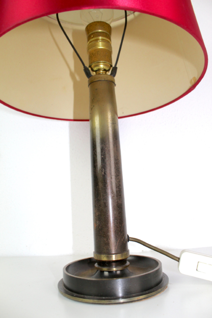 Tischlampe | Messing | roter Schirm | 1940 | Vintage – Bild 2