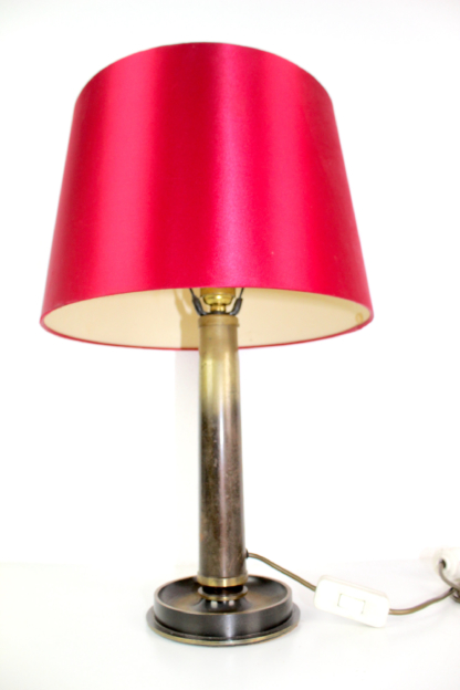 Tischlampe | Messing | roter Schirm | 1940 | Vintage – Bild 7