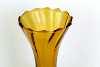 Vase | bernsteinfarben | Glas | geschwungen | vintage – Bild 3