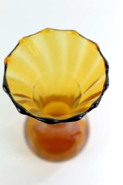 Vase | bernsteinfarben | Glas | geschwungen | vintage – Bild 5