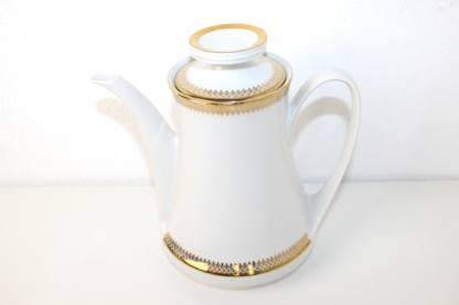 Vintage Kaffeekanne Teekanne aus Porzellan mit Goldrand