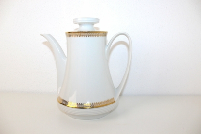 Vintage Kaffeekanne Teekanne aus Porzellan mit Goldrand – Bild 4