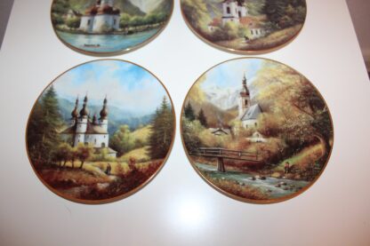 4 Wandteller "schönste Kapellen" -Goldrand vintage – Bild 2