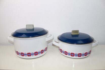 2 Vintage Emailletöpfe blau-weiß  aus den 1970er – Bild 3
