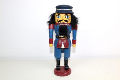 Nussknacker | Mütze | blau | schwarze Haare | schwarzer Bart | Holz | vintage