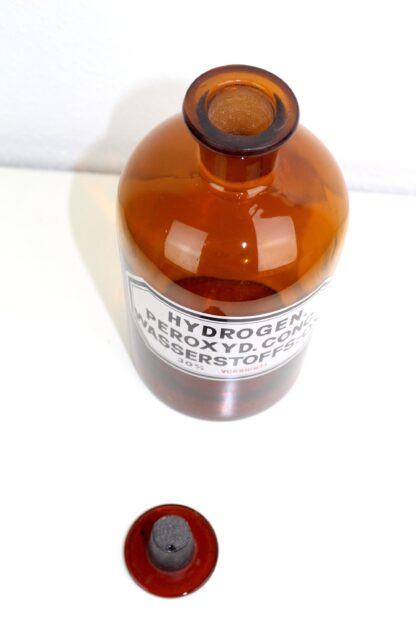 Apothekerflasche | 1 Liter | braun | antik | Aufschrift  HYDROGEN. PEROXYD. CONC. | vintage – Bild 6