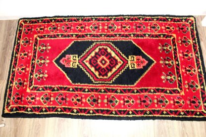 Teppich | Läufer | rot | schwarz | gelb |Vintage