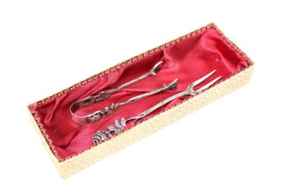 Wunderschönes antikes Besteck | Rosengriff | Zange und Gabel |  800er Silber | vintage