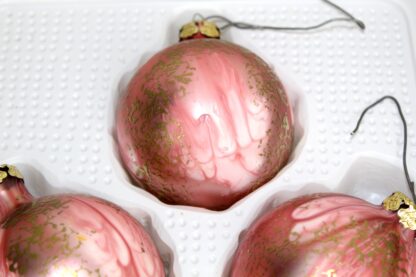 3 Weihnachtsbaumkugel | rosa | gold | Glas | Handbemalt | vintage – Bild 5