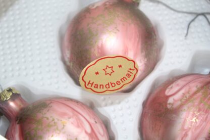 3 Weihnachtsbaumkugel | rosa | gold | Glas | Handbemalt | vintage – Bild 2