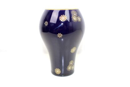 Vase in Kobaltblau mit goldenen Blumen | vintage Unterweissbach – Bild 2