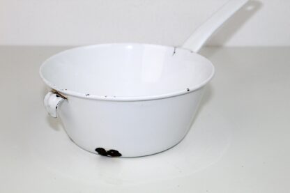 Sieb | Emaille | mit Stiel | weiß | Vintage – Bild 5