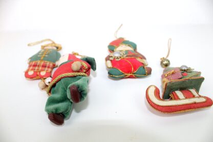 4 Weihnachtsbaumanhänger | Perlenverzierung | Stoff | Vintage – Bild 7