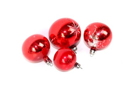 4 antike Weihnachtsbaumkugeln | rot | Glas | vintage – Bild 10