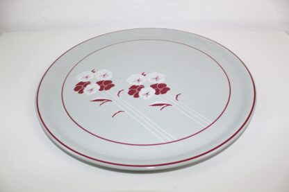 Platte | Keramik | grau | mit Blumen | Vintage