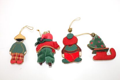 4 Weihnachtsbaumanhänger | Perlenverzierung | Stoff | Vintage – Bild 8