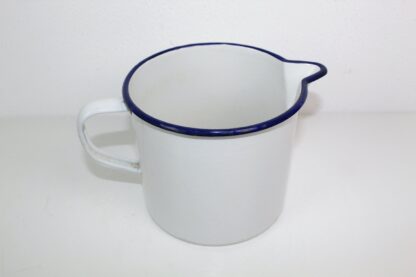 Milchtopf | weiß | blauer Rand | Emaille | 1950 | vintage – Bild 2