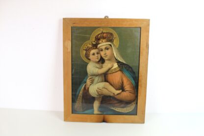 Antikes Bild | Mutter mit Kind | Krone | Druck | 1950er | Vintage – Bild 2