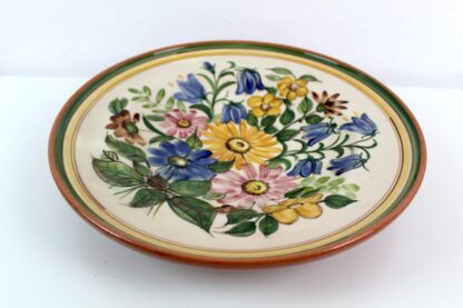 Wandteller | massive Keramik | bunt | mit Blumen - Malerei |  handbemalt | Vintage